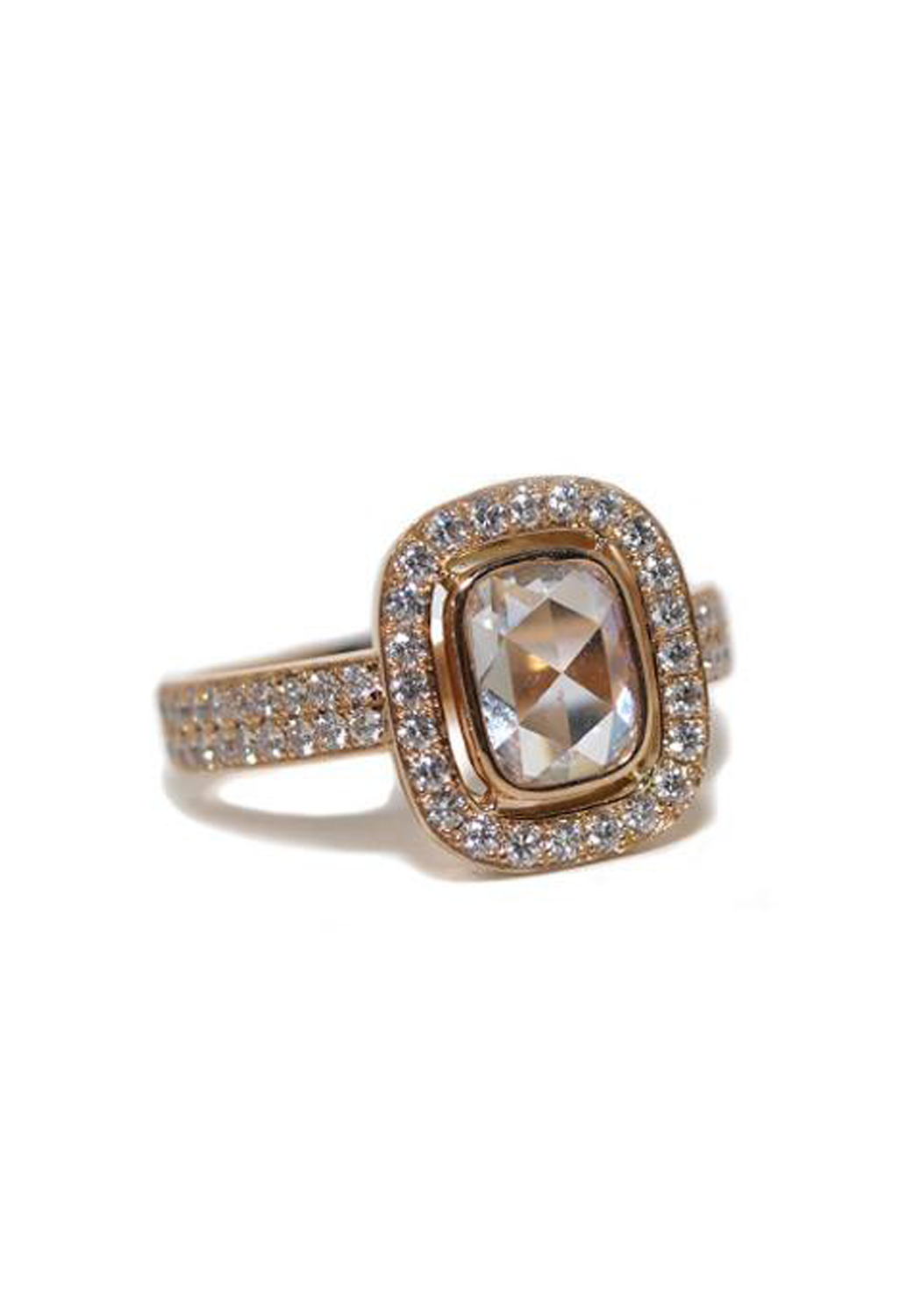 Rahaminov 18K Rose Gold Cushion Rose Cut Diamond Ring | OsterJewelers.com
