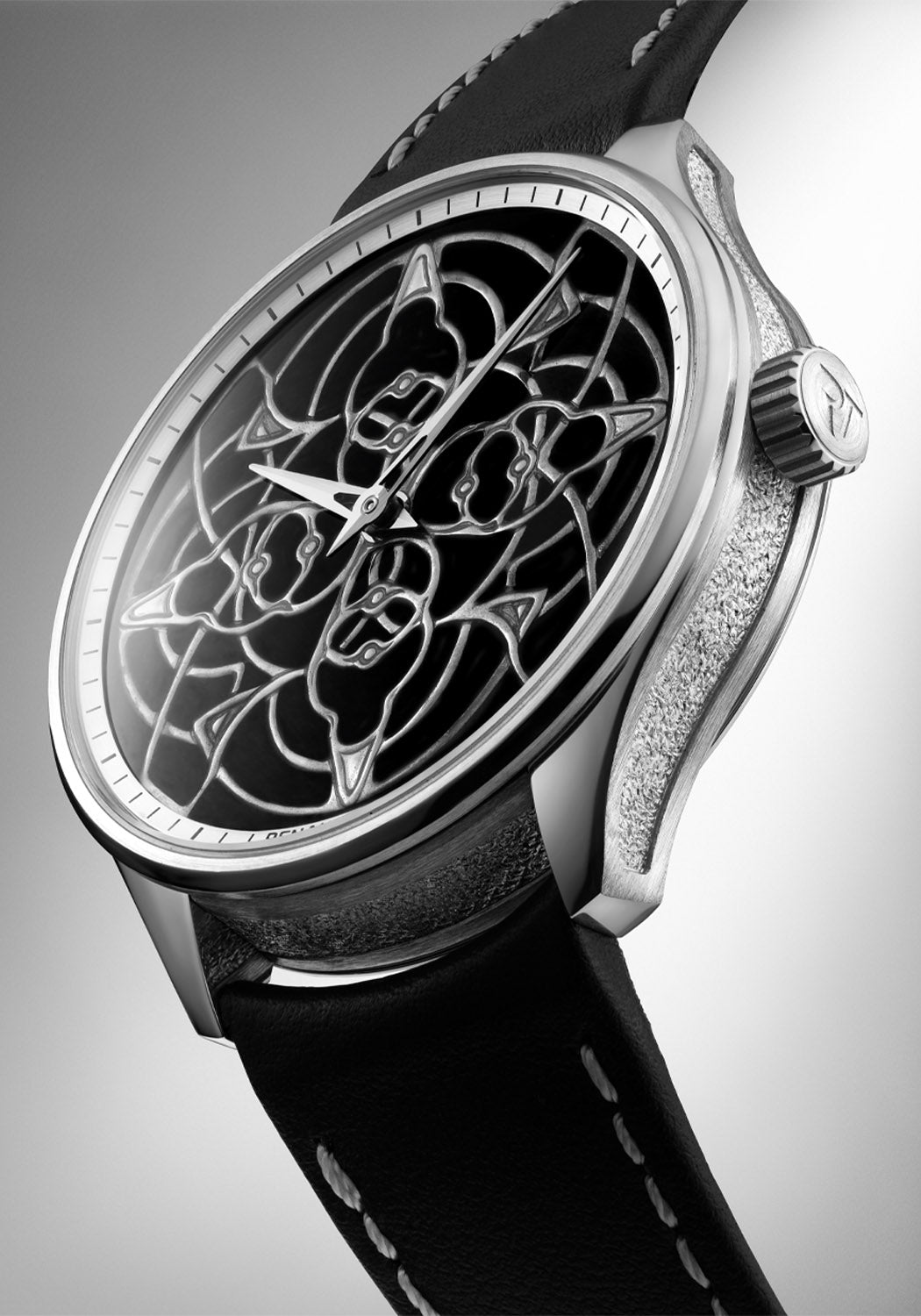 Renaud Tixier Monday Organica Black features an intricate botanical inspired dial with feu enamel