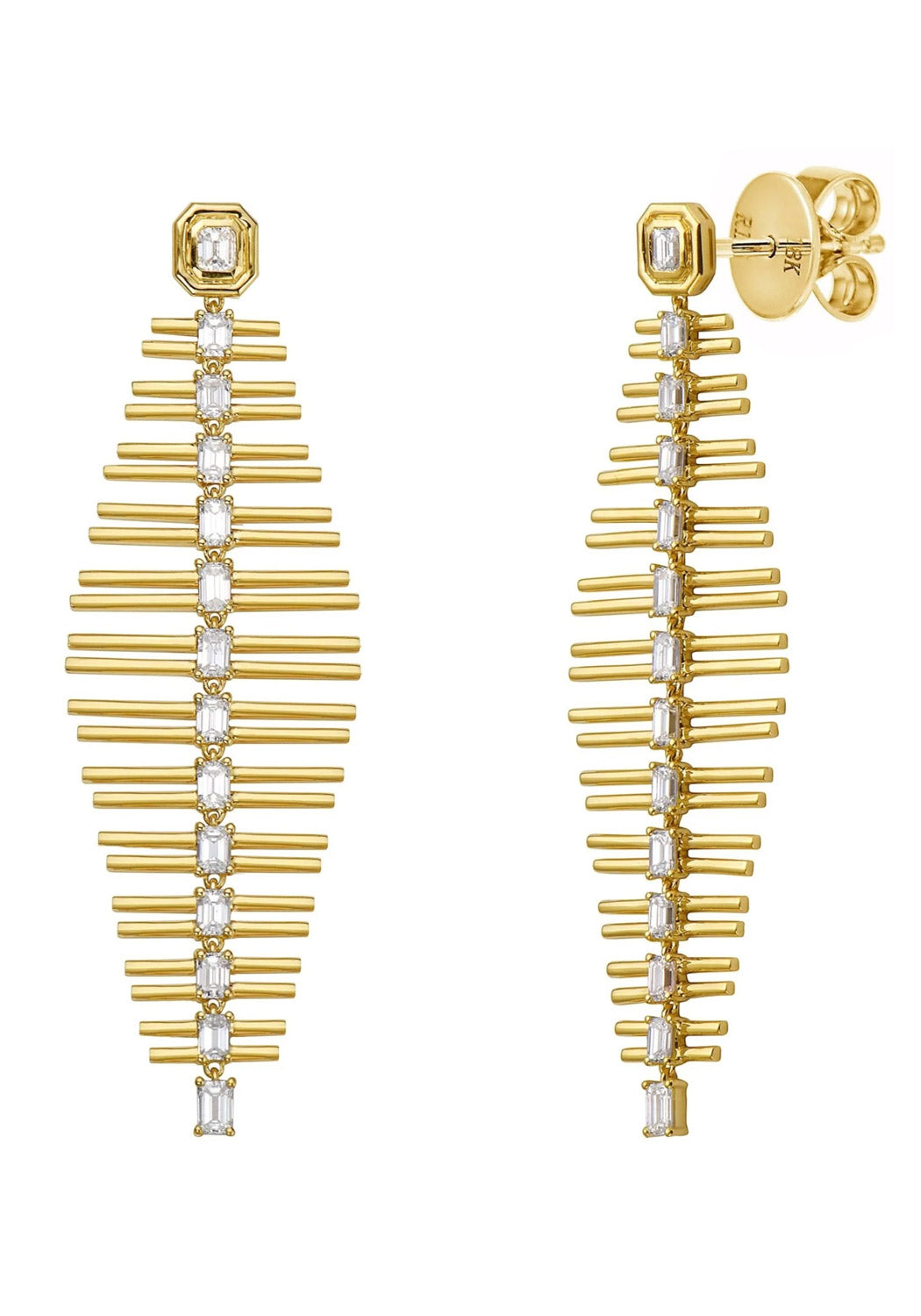 18kyg diamond dangle geometric earrings