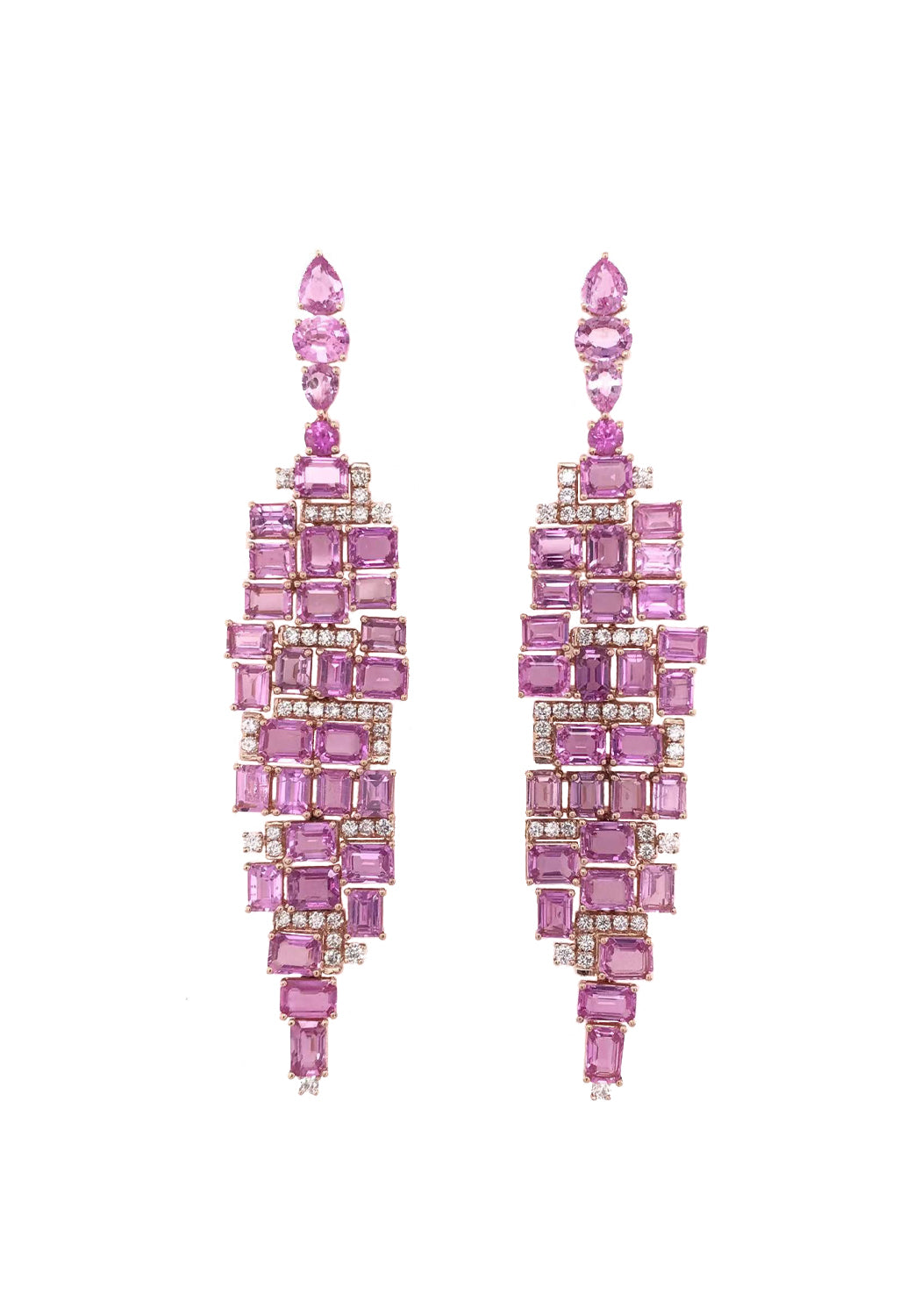 Ruchi 18K Rose Gold Pink Sapphire Chandelier Earrings