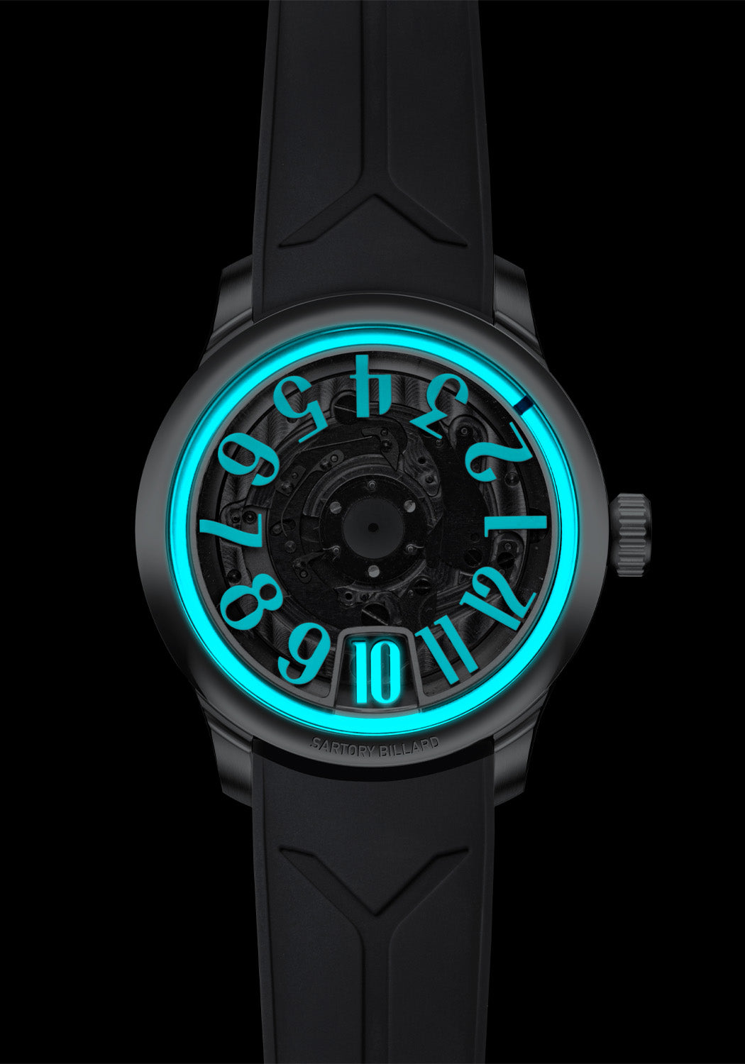 Sartory-Billard SB10 Jumping Hour Black Sapphire on Strap | SB101SBLSA | Denver | OsterJewelers.com
