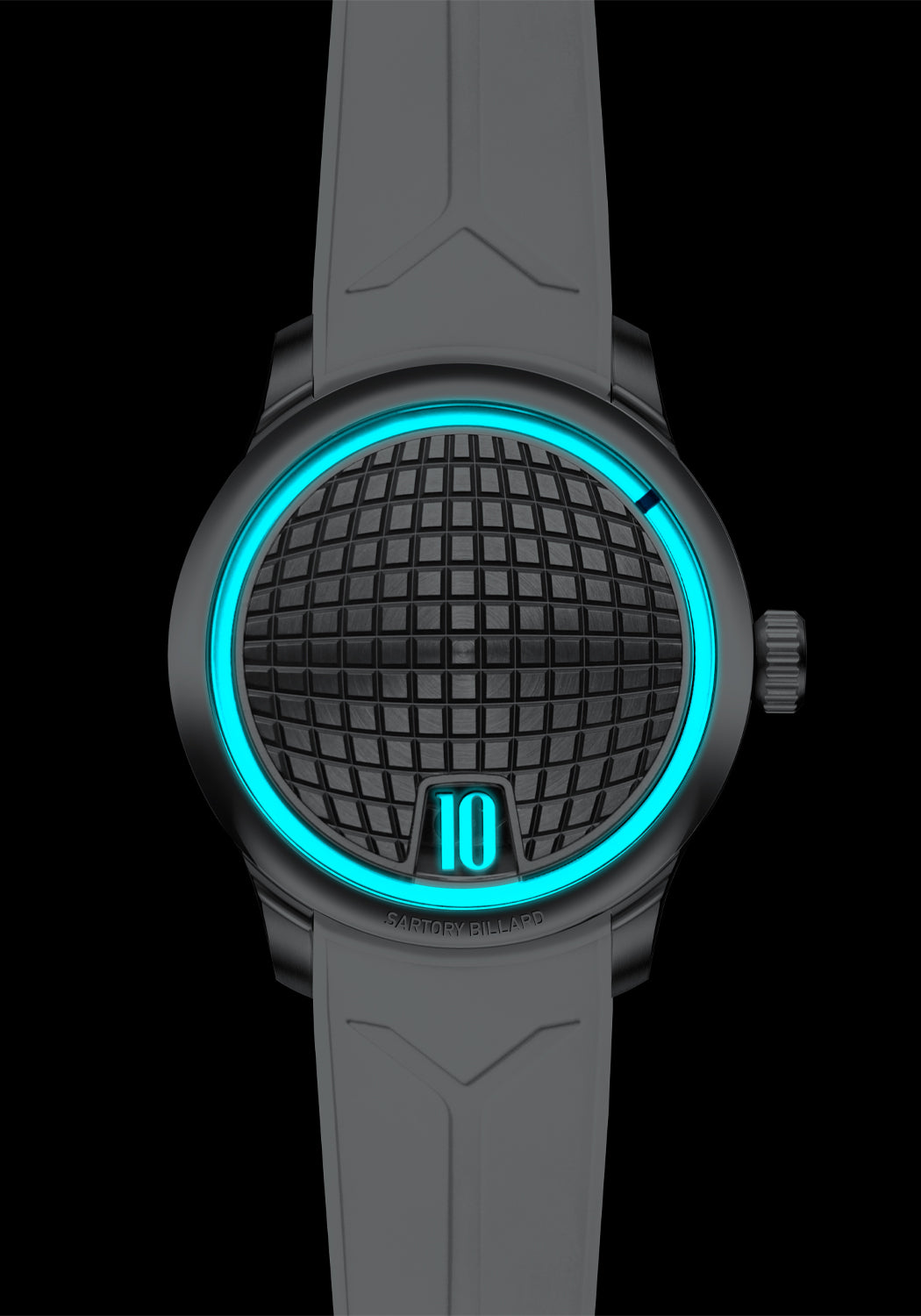 Sartory-Billard SB10 Jumping Hour Disco Ball (shown on rubber strap) | OsterJewelers.com
