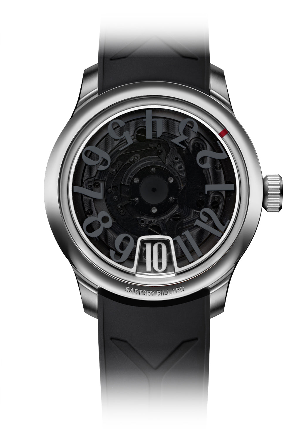 Sartory-Billard SB10 Jumping Hour Black Sapphire on Blue Rubber Strap | Denver | OsterJewelers.com

