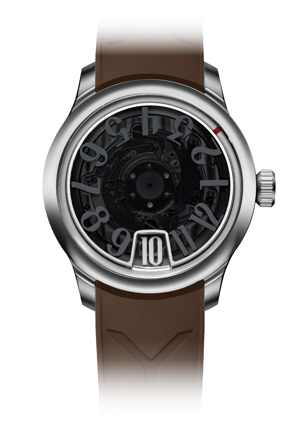 Sartory-Billard SB10 Jumping Hour Black Sapphire on Brown Rubber Strap | Denver | OsterJewelers.com
