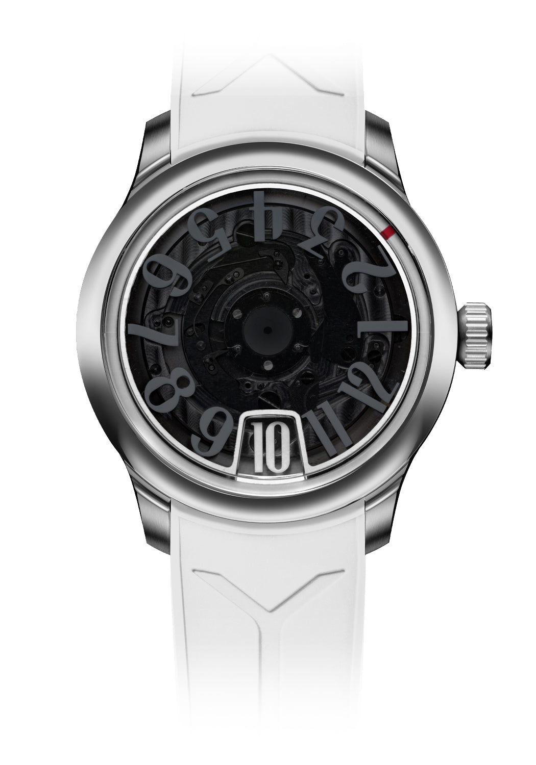 Sartory-Billard SB10 Jumping Hour Black Sapphire on White Rubber Strap | Denver | OsterJewelers.com
