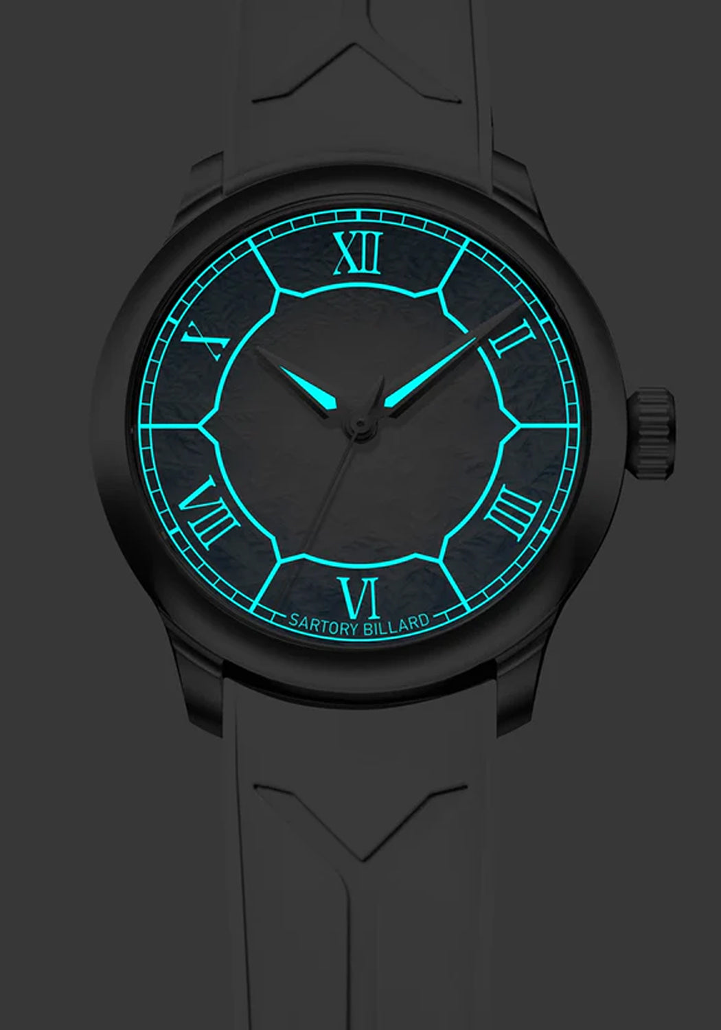Lume dial of the Sartory Billard SB04-E Winter 2026 | LE26 | Ref. SB04E1WIN26 | OsterJewelers.com