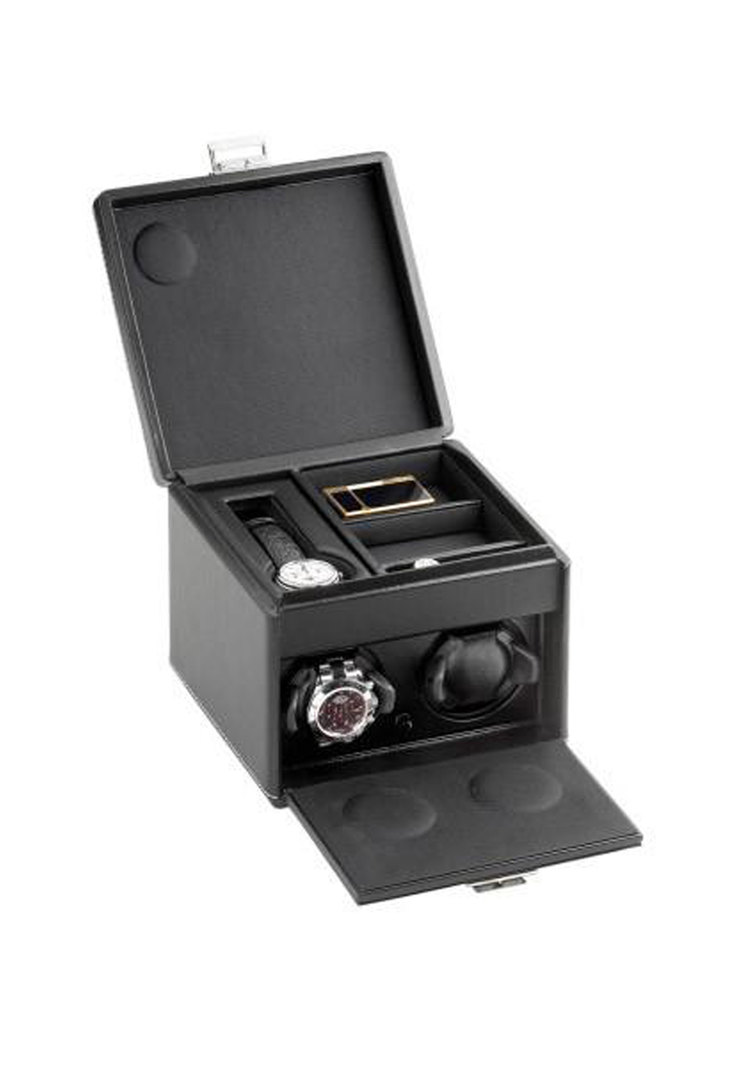 Scatola Black Leather Two Rotor Winder & Storage Box ON SALE AT $3150