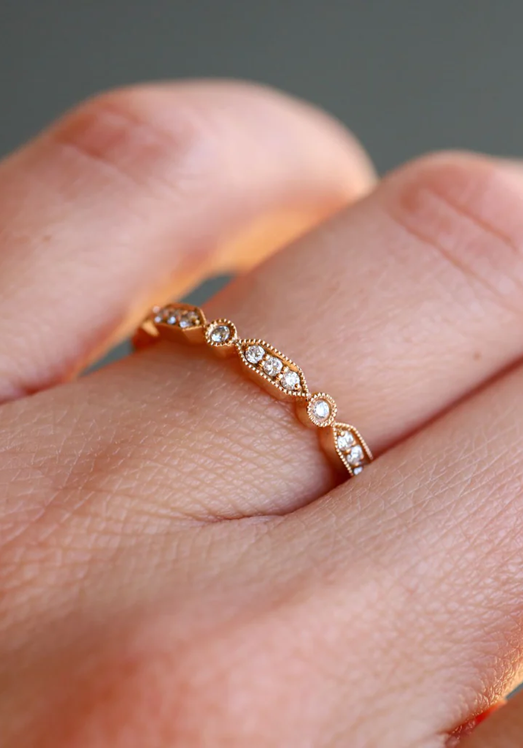 Sethi Couture Deco Sectioned Mini Diamond Eternity Band (Shown in rose gold) | OsterJewelers.com