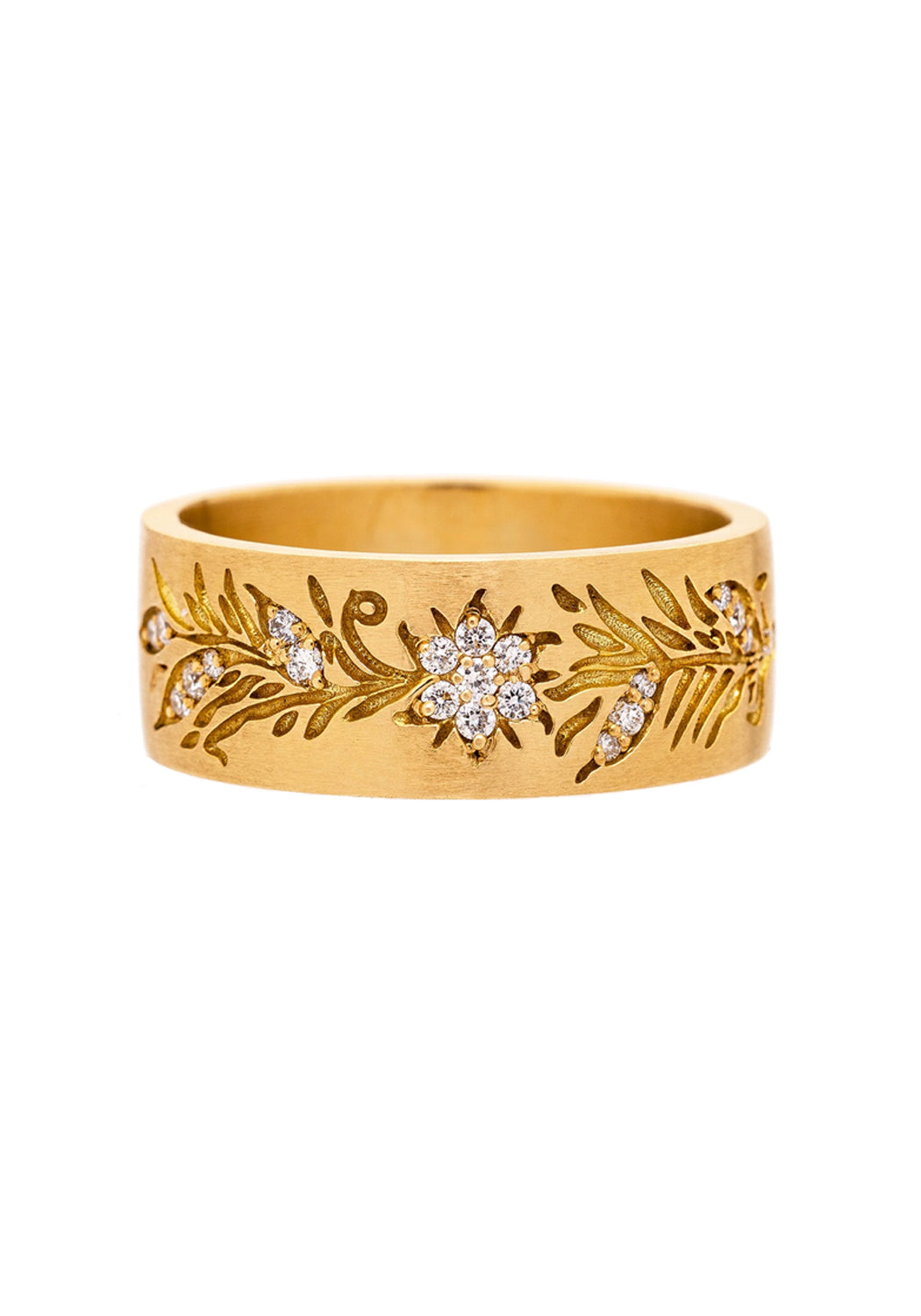 Sethi Couture Fleur 18KYG Wide Floral Diamond Band | Denver Bridal Jewelry | OsterJewelers.com