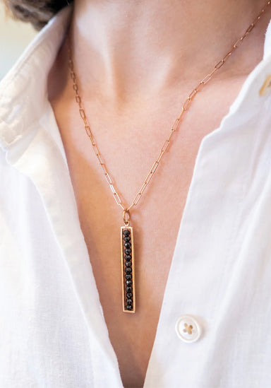 Sethi Couture Leila 18KYG Black Diamond Bead Bar Pendant | Denver Jewelers | OsterJewelers.com
