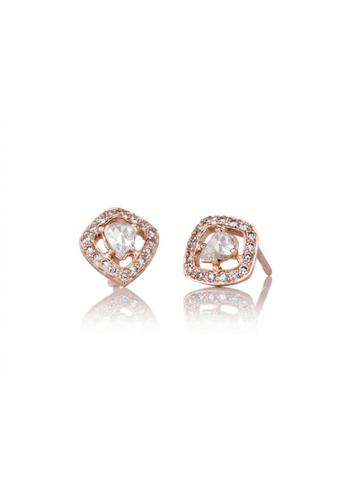 Sethi Couture Logan 18K Rose Gold Halo Rose Cut Diamond Stud Earrings | Denver | OsterJewelers.com
