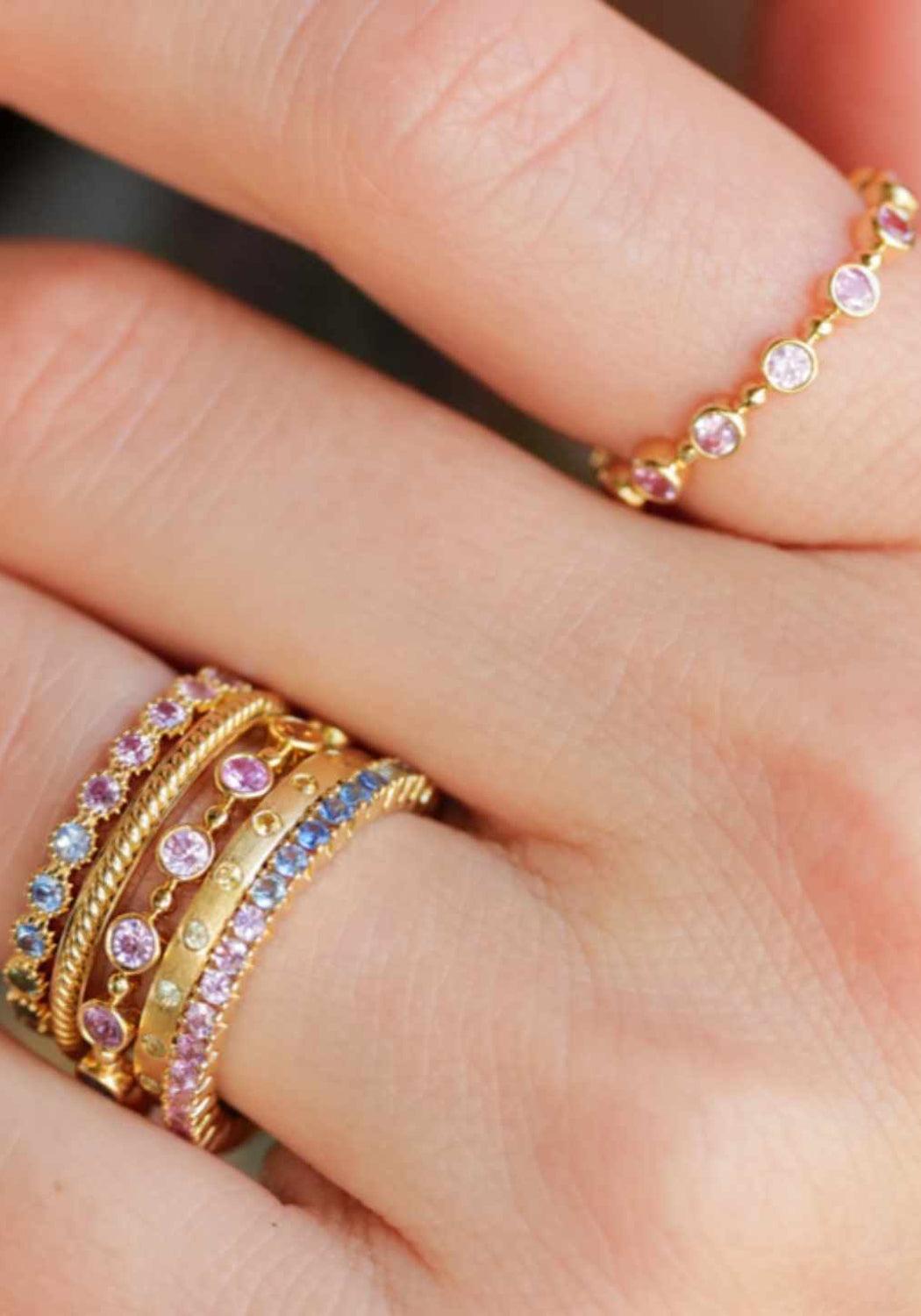 Sethi Couture Petit Bubble 18KYG Pink Sapphire Eternity Band | Denver Jewelry | OsterJewelers.com