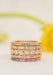 A 5 ring Sethi Stack featuring a mix of rainbow sapphire bands and white diamond bands.