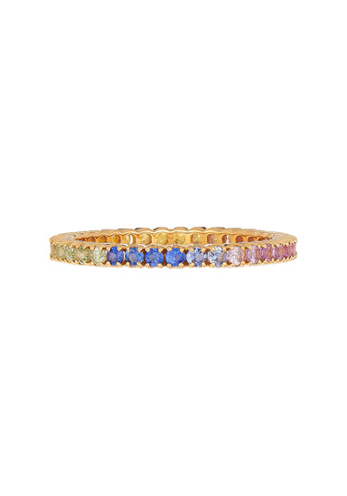 Sethi Couture Prong 18KYG Rainbow Sapphire Eternity Band | Denver Jewelry | OsterJewelers.com