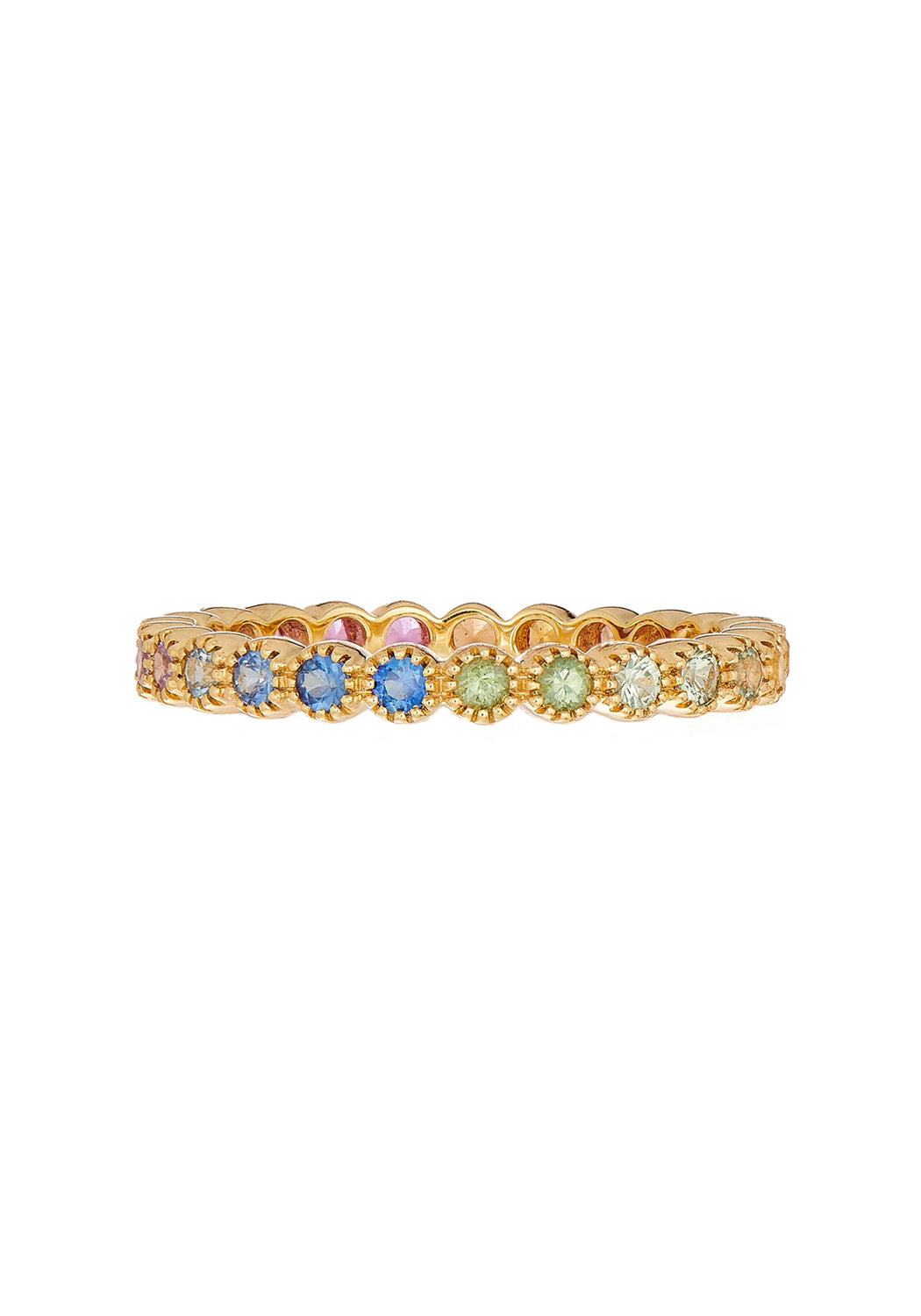 Sethi Couture Bezel 18KYG Rainbow Sapphire Eternity Band | Denver Jewelry | OsterJewelers.com