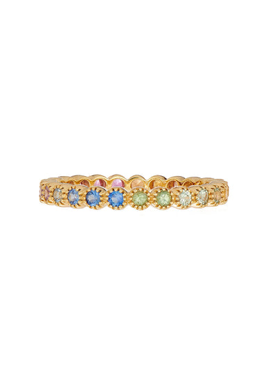 Sethi Couture Bezel 18KYG Rainbow Sapphire Eternity Band | Denver Jewelry | OsterJewelers.com