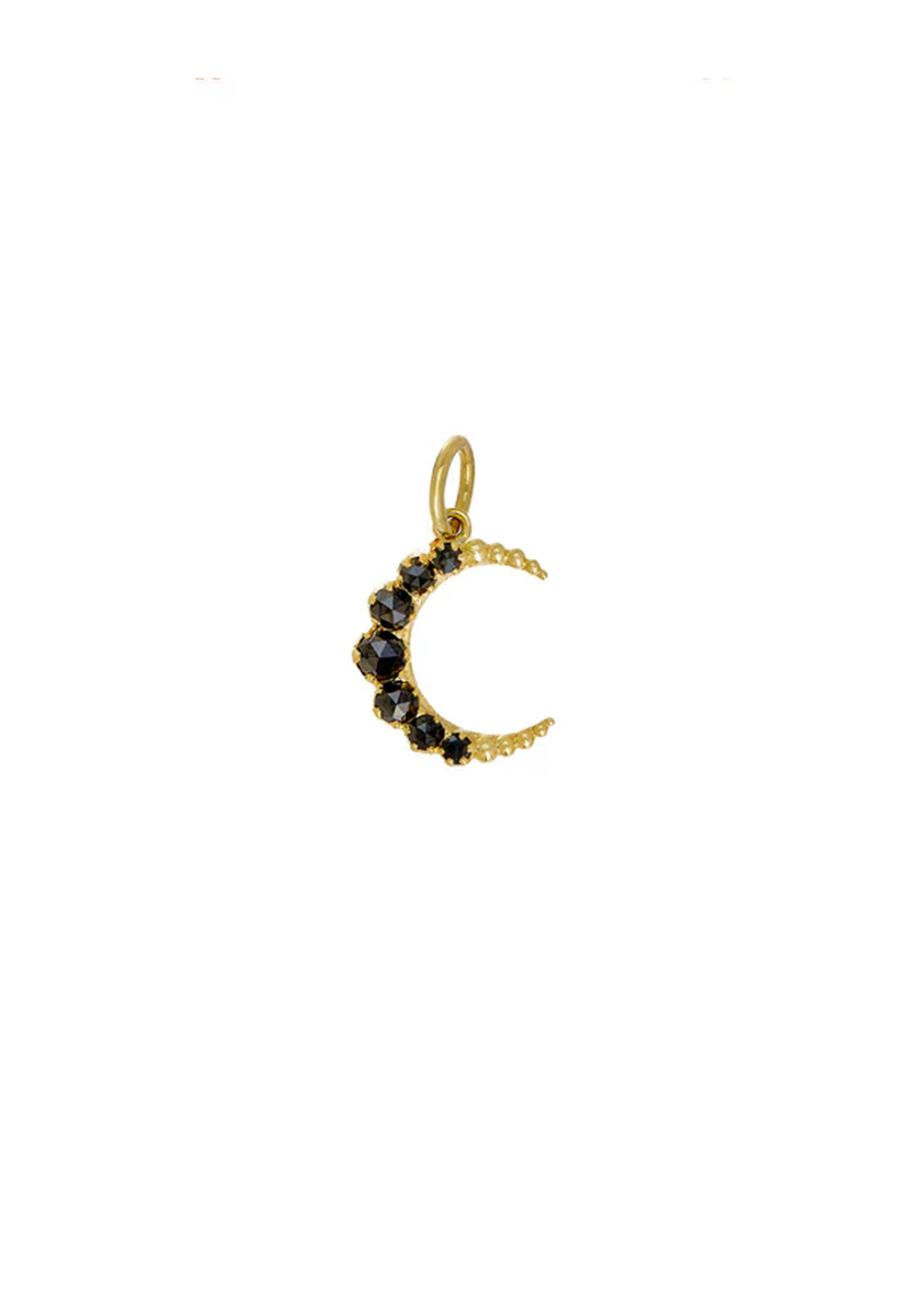化粧下地 moon Sethi Couture Crescent 18KYG Small Black Diamond Moon Charm Pendant