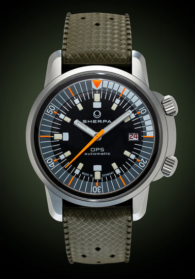 Sherpa x TRTS OPS | Green Rubber Strap | Dive Watch | Denver Watches | OsterJewelers.com
