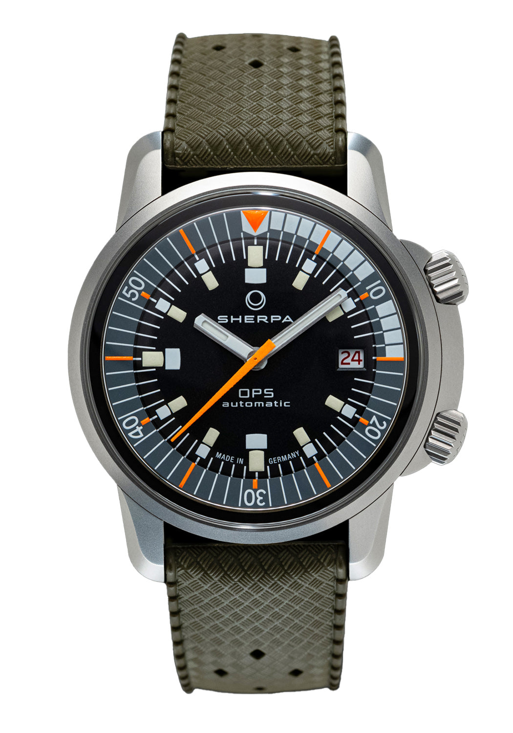 Sherpa x TRTS OPS | Green Rubber Strap | Dive Watch | Denver Watches | OsterJewelers.com
