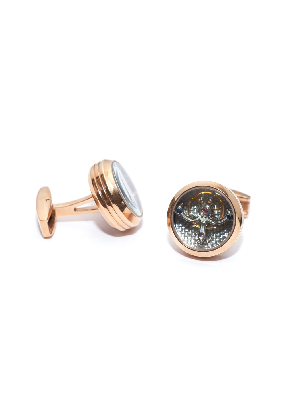 Silver Rose Gold Plated Tourbillon Cufflinks