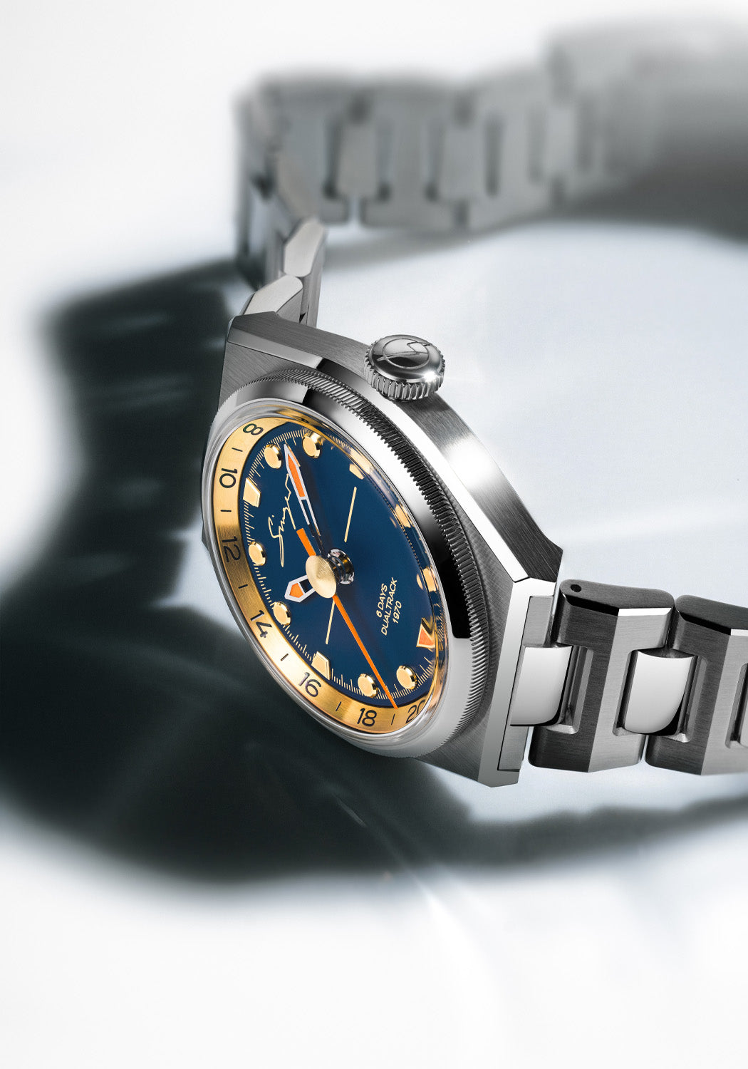 Side view of the Singer Reimagined 1970 DualTrack Cobalt Blue | Ref. SR811-2 | OsterJewelers.com
