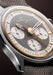 A closeup of the stone grey dial on the Singer Reimagined Heritage V72 Stone-Gray Steel