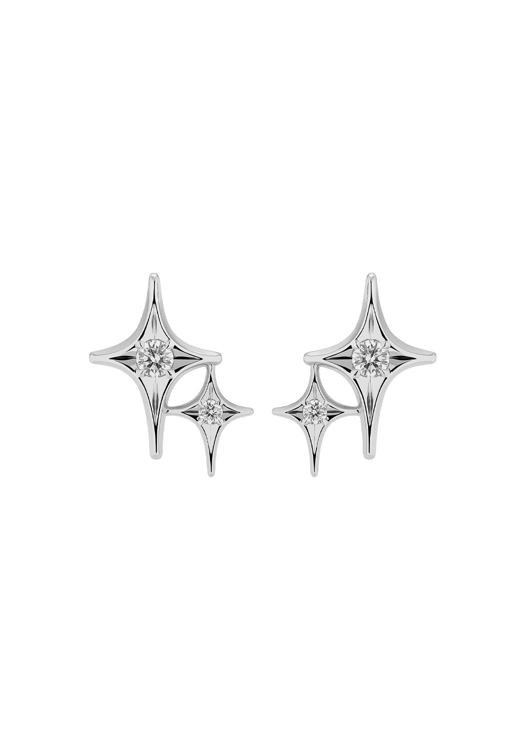 Sybarite Falling Stars 18KWG Diamond Double Star Stud Earrings | Cherry Creek North | Oster Jewelers