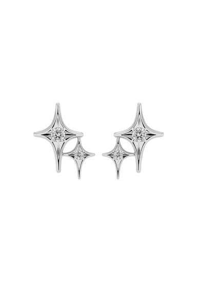 Sybarite Falling Stars 18KWG Diamond Double Star Stud Earrings | Cherry Creek North | Oster Jewelers