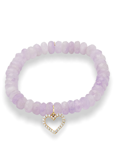 Sydney Diamond Heart Charm Lavender Amethyst Bead Bracelet | OsterJewelers.com