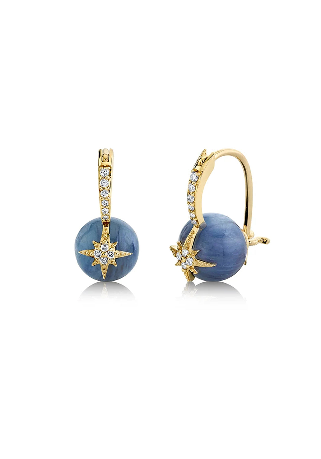 Sydney Evan Gold & Diamond Starburst Kyanite Earrings | Denver Jewelry | OsterJewelers.com