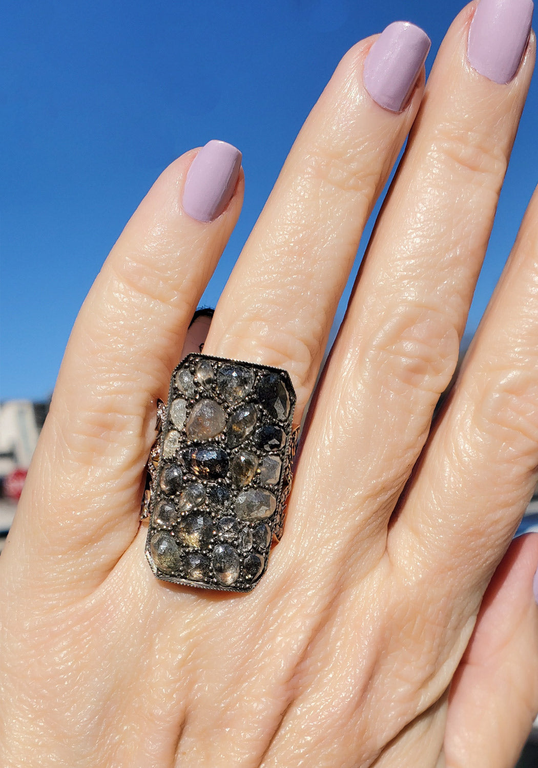 Sylva & Cie 14KRG Rosecut Diamond Ten Table Ring — Oster Jewelers