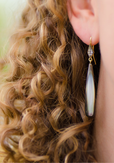 Sylva & Cie Diamond & Mother of Pearl Long Dangle Earrings | OsterJewelers.com
