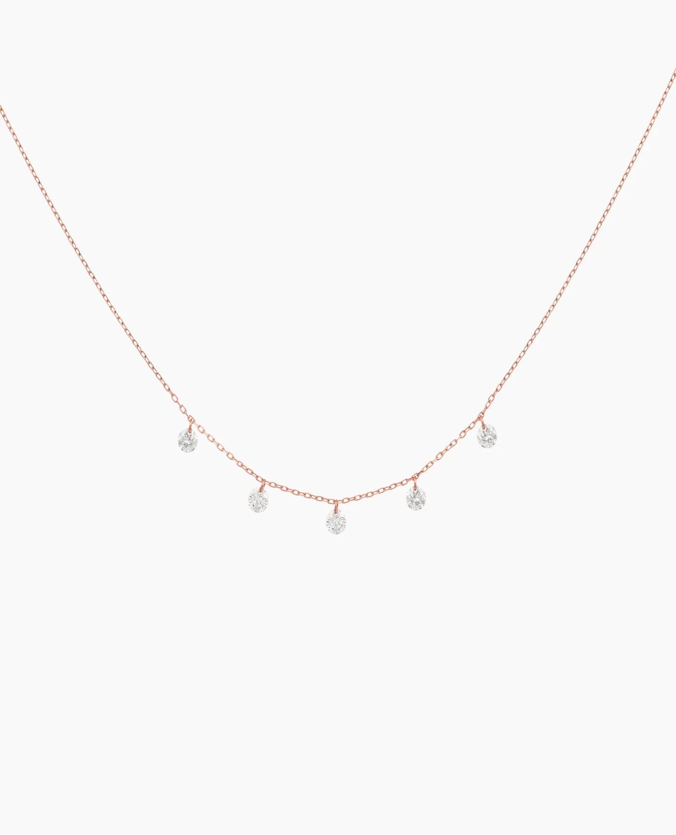 Persée Paris 18K Rose Gold Danaé 5 Diamond Necklace