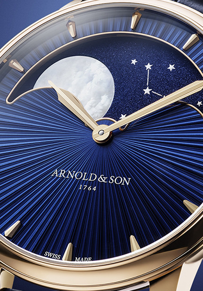 Arnold & Son Perpetual Moon 41.5 Gold Blue Stellar Rays | Ref. 1GLBR.U01A.C200A | OsterJewelers.com