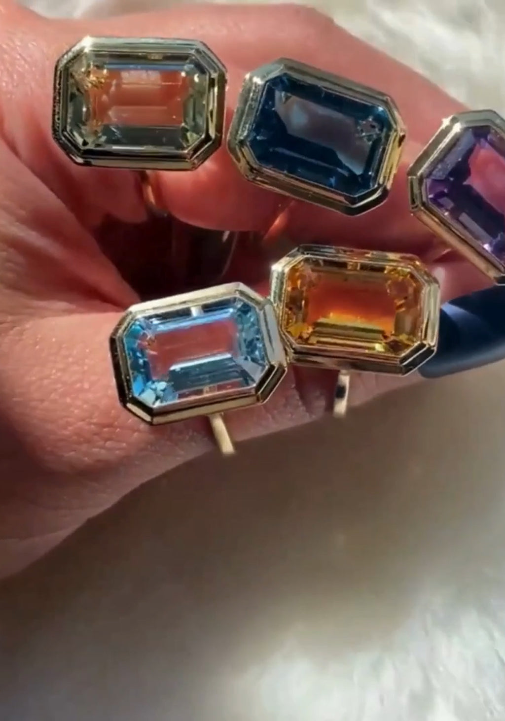 Goshwara Manhattan 18KYG Emerald Cut Cocktail Rings at OsterJewelers.com