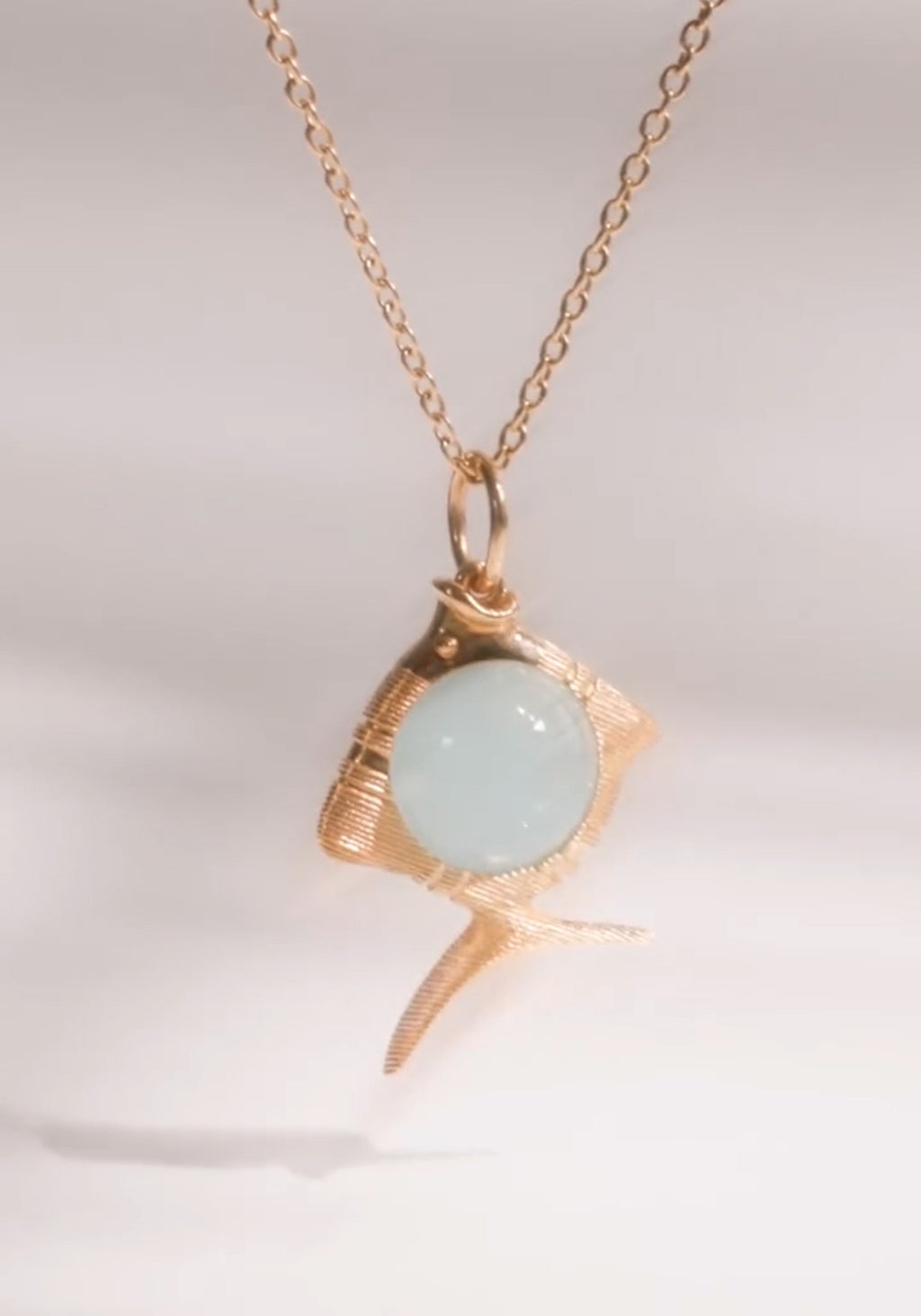 Ole Lynggaard Aquamarine Young Fish charm on a Collier Chain Necklace