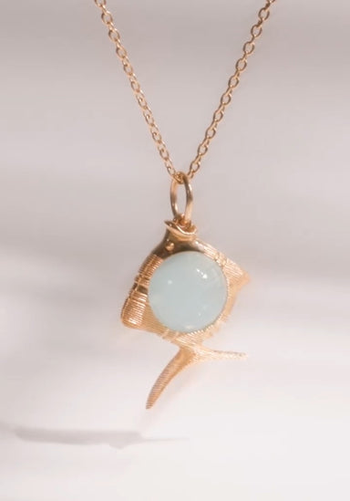 Ole Lynggaard Aquamarine Young Fish charm on a Collier Chain Necklace
