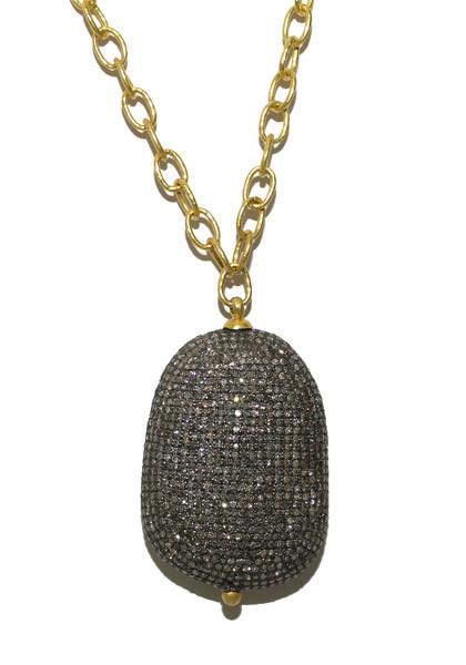 Black diamond ball pendant with gold mangalsutra chain.