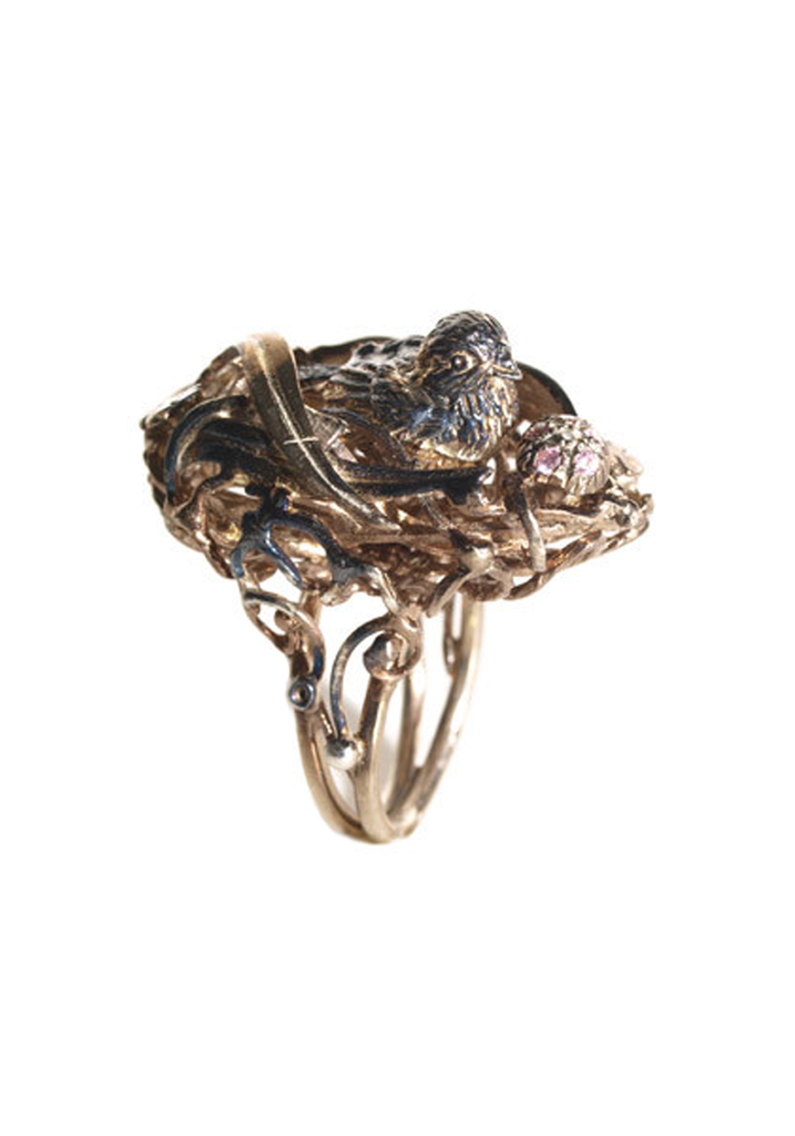 Vernissage Burnished Silver Happy Bird Nest Ring
