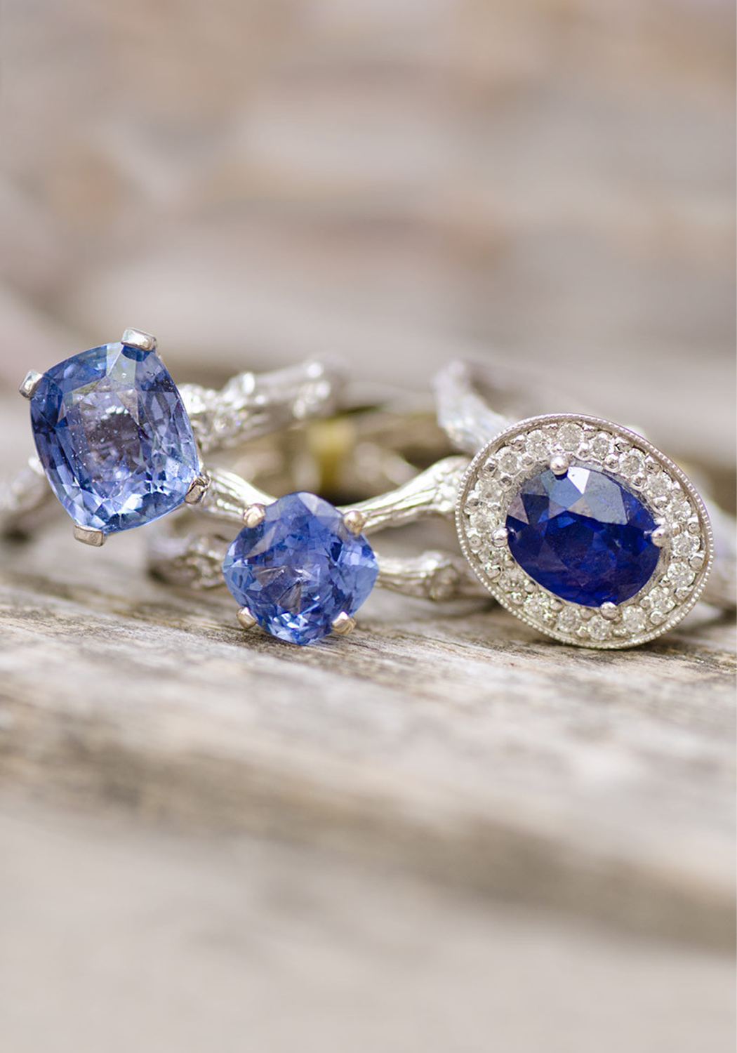 K. Brunini Diamond & Sapphire Engagement Rings (sold separately) | OsterJewelers.com