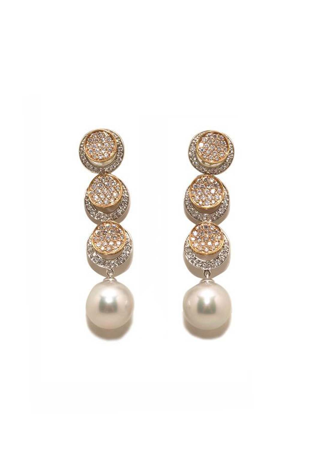 Oster Collection Triple Circle Diamond & Pearl Drop Earrings | OsterJewelers.com