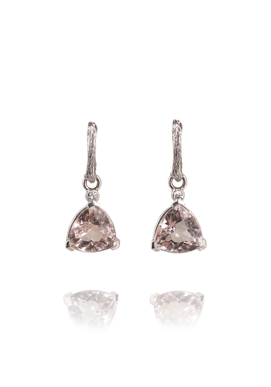 K. Brunini 18KWG Diamond & Blush Morganite Drop Earrings | OsterJewelers.com