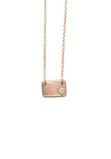 ILA Damali 14K Rose Gold Diamond Tag Charm Necklace | OsterJewelers.com