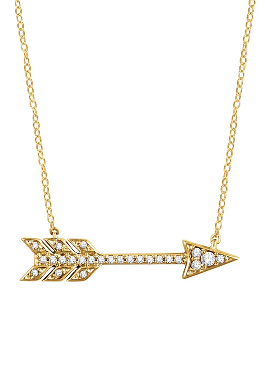 14K Yellow Gold Diamond Arrow Necklace | OsterJewelers.com