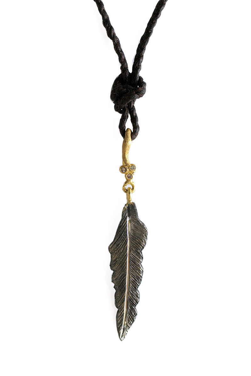Vibe's Leather Cord with Silver Feather Necklace | Oster Jewelers