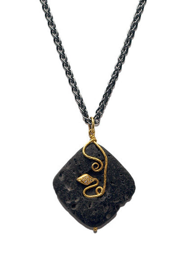 Lika Behar Diamond Snake Lava Stone Necklace | Oster Jewelers