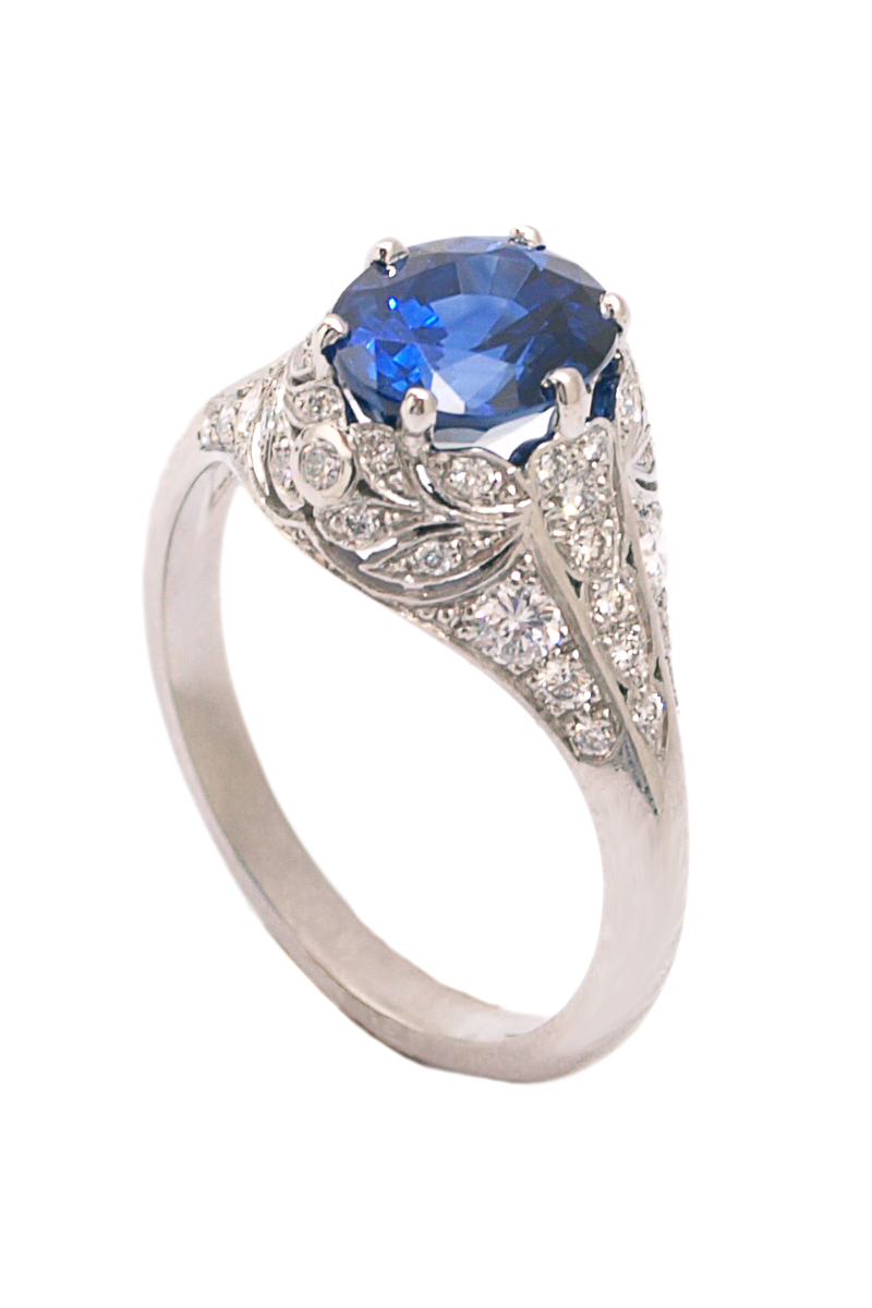 Sebastien Barier Oval Sapphire & Diamond Ring | Oster Jewelers