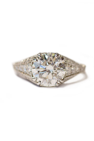 Sebastien Barier Round Diamond & Pave Diamond Ring | Oster Jewelers