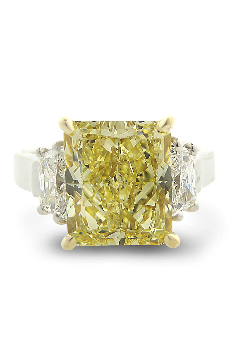 Oster Collection Trapezoid & Radiant Cut Yellow Diamond Ring