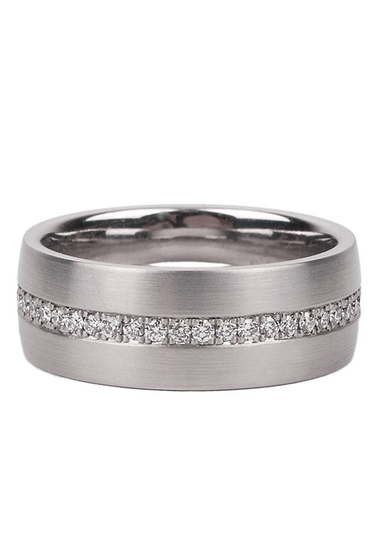 Furrer Jacot Stainless Steel Wide Inlay Diamond Eternity Band | OsterJewelers.com